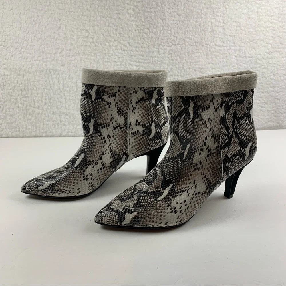 42 Gold Ojai Bootie Leather Snake Print Cuff‎ Pull On Ankle Womens 6 NWOB 7323